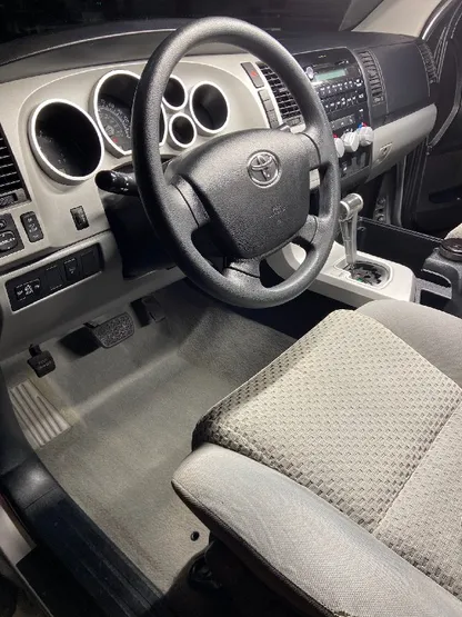Toyota Tundra interior with clean gray cloth seats after detailing