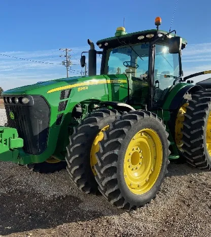 Green tractor exterior after detailing in daylight